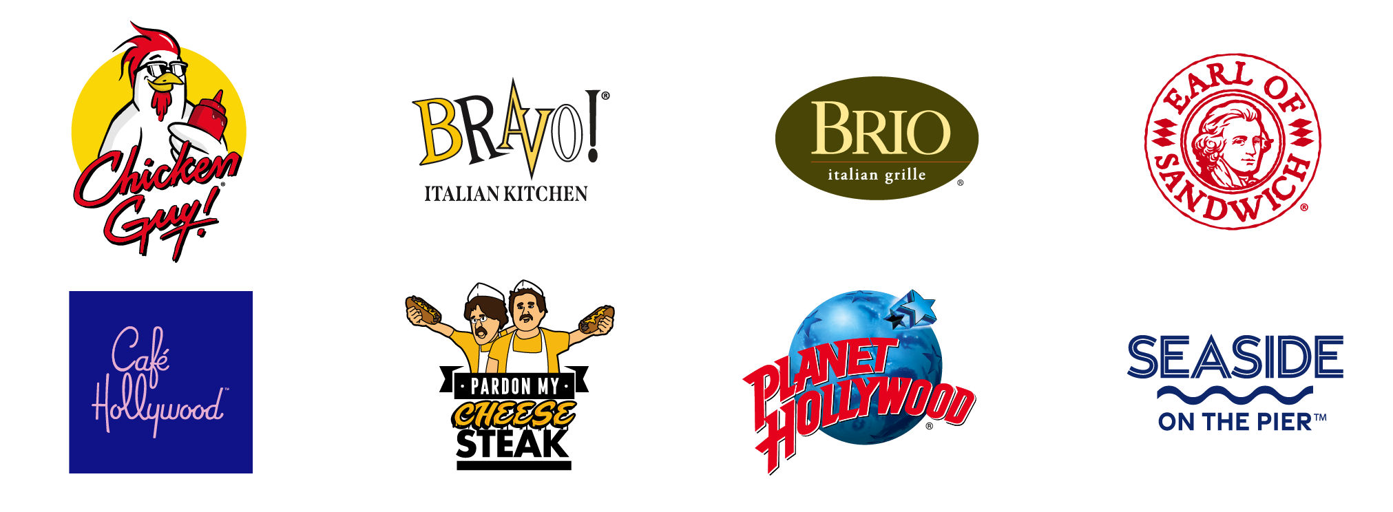 A series of logos from partner brands.