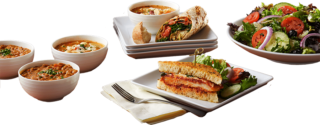 Soup, sandwiches, wraps, and salad